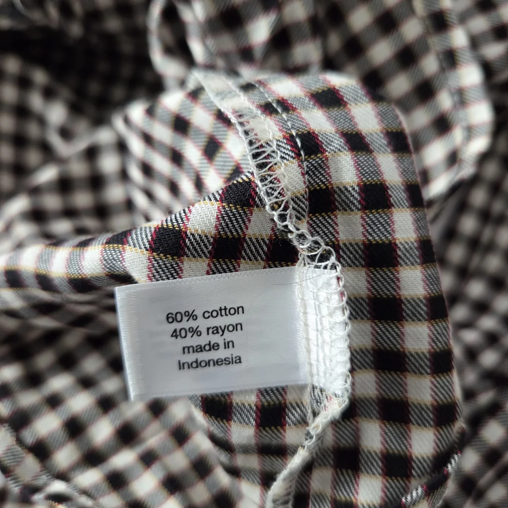Lane Bryant Size 24 NWT Black Red And White Gingham Plaid Ruffled Button Up - Picture 8 of 9